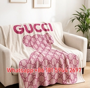 Stretched & Printed Gucci Pink GG - Monogram Bear Sofa Throw Blankets